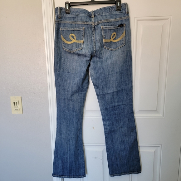 Seven 7 Boot Cut Denim Jeans Mid Rise Logo Pockets Size 8 - Picture 5 of 14